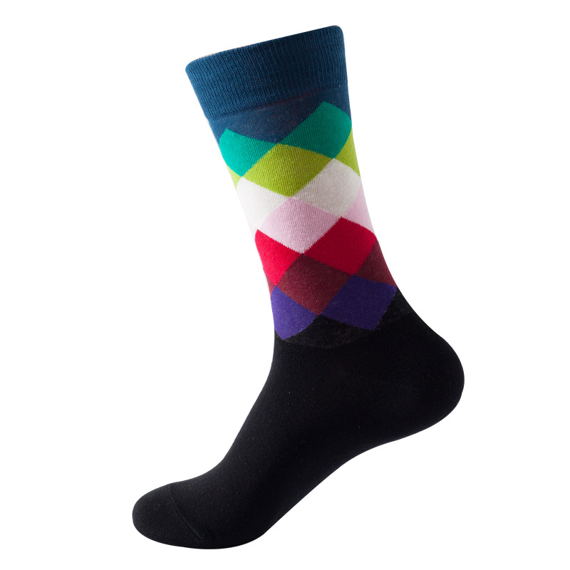 Picture of European and American Ins Style Mid-Calf Socks for Women Amazon Trendy Socks Supply Diamond Pattern Fashion Trendy Socks Wholesale in Stock