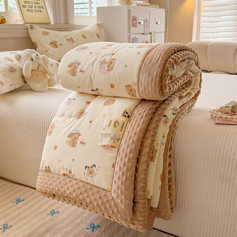 Picture of Class A cotton pea quilt household skin-friendly single double spring and autumn quilt thickened warm winter quilt thin air conditioning quilt wholesale