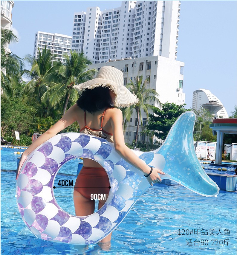 Picture of Bestway36141 sequin swimming ring life buoy swimming pool floating thickened adult inflatable underarm ring beginner equipment