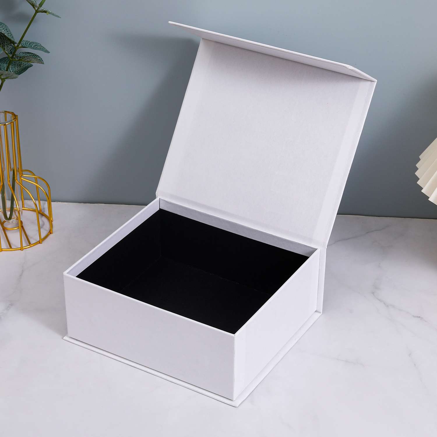 Picture of Summer Vintage Fan Box 10inch Round Fan Gift Box with Lid Folding Fan Box 8inch Yellow Custom Flip Brocade Box