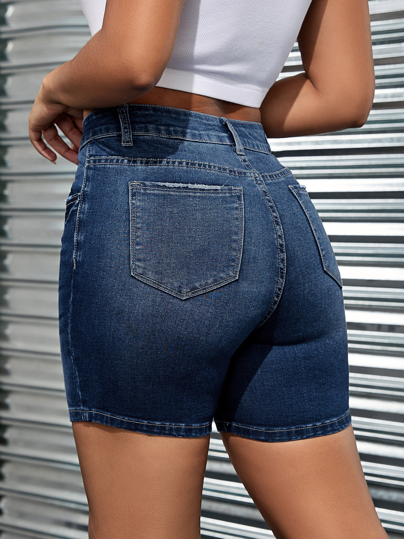 Amazon Aliexpress Women's Jeans High Waist Straight Slim Fit Easiest for Match Stretch Straight Shorts