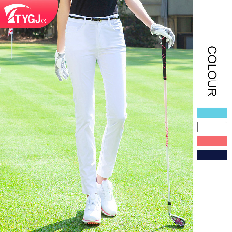 Ttygj Spring and Summer Golf Clothing Women's Pants Lightweight Mid-Waist Slim Sportswear Casual Pants