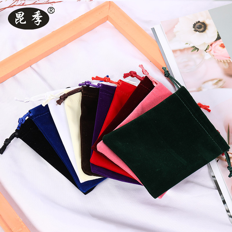 Picture of Boutique bunched flannel bag first jewelry seal text play packaging bag printed electronic products hand string gift storage bag
