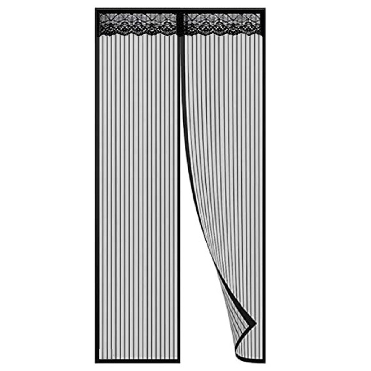 Picture of Anti-mosquito Door Curtain Bedroom Household Magnet Pair-suction Velcro Non-perforated Fly-proof Sandy Mesh Mosquito Net with Screen Door Black