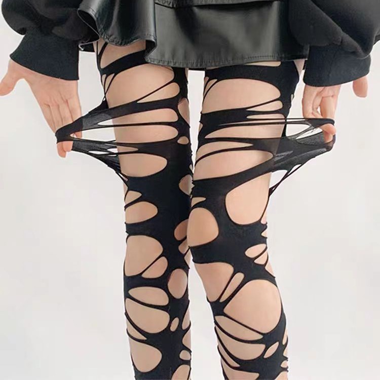 Sexy lingerie women's sexy tearable stockings Internet celebrity nightclub hot girl ripped socks passion free mesh socks one-piece delivery
