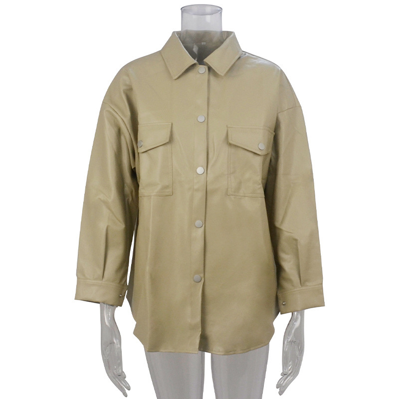 Picture of Foreign Trade Amazon Ebay 2024 Winter and Autumn European and American Pu Leather Women's Shirts Trendy Jackets Wholesale Sexy Hot Girls