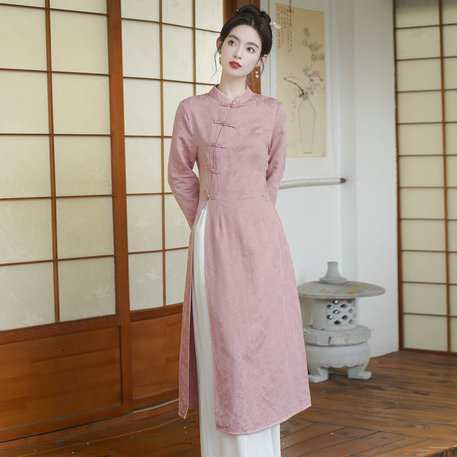 Picture of Spring and Autumn New Chinese Cheongsam dress Women's Tea Clothing Tea Art Clothing suit Zen Zen Clothing Chinese Style Tang Suit Women's Clothing