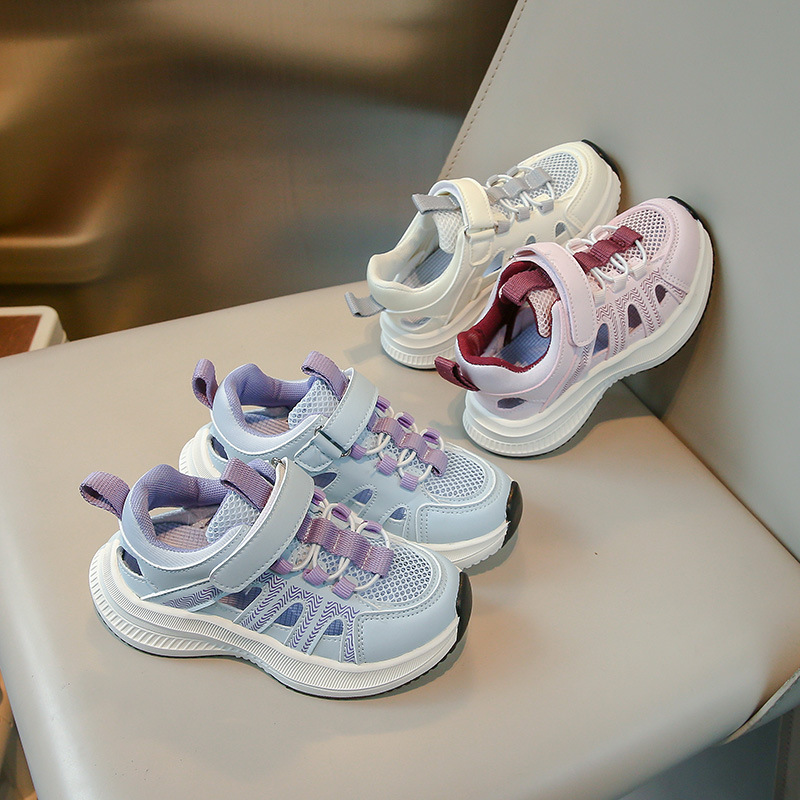 Girls' Shoes Spring 2025 New Kidsren's Sports Shoes Girls Soft Sole Dad Shoes Non-Slip Running Shoes for Middle and Large Kidsren