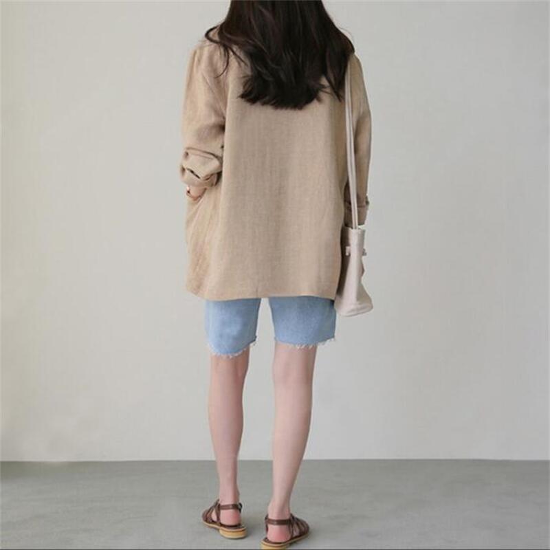 Picture of 2024 Spring and Summer New Korean Style Fashion Loose Linen Solid Color Casual Women's Long Sleeve Casual Suit Jacket Women