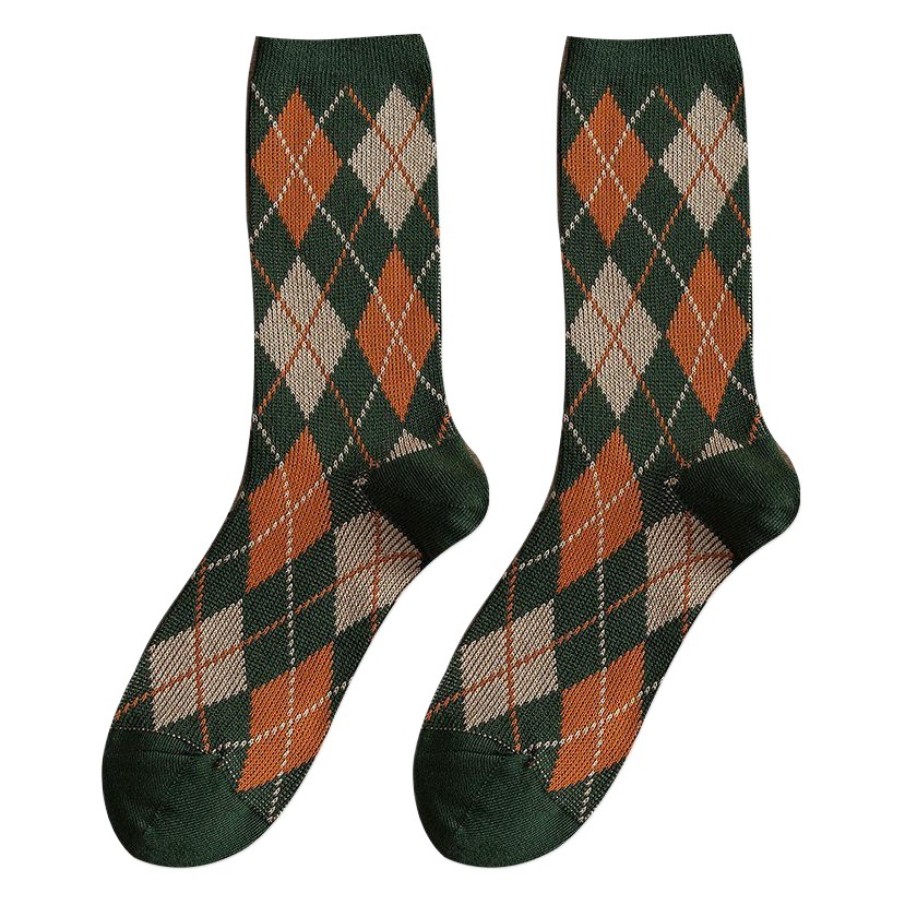 Autumn and Winter New Women's Socks Japanese Style Retro British Style Double Needle Double Way Cotton Women's Socks Academic Style Stacks