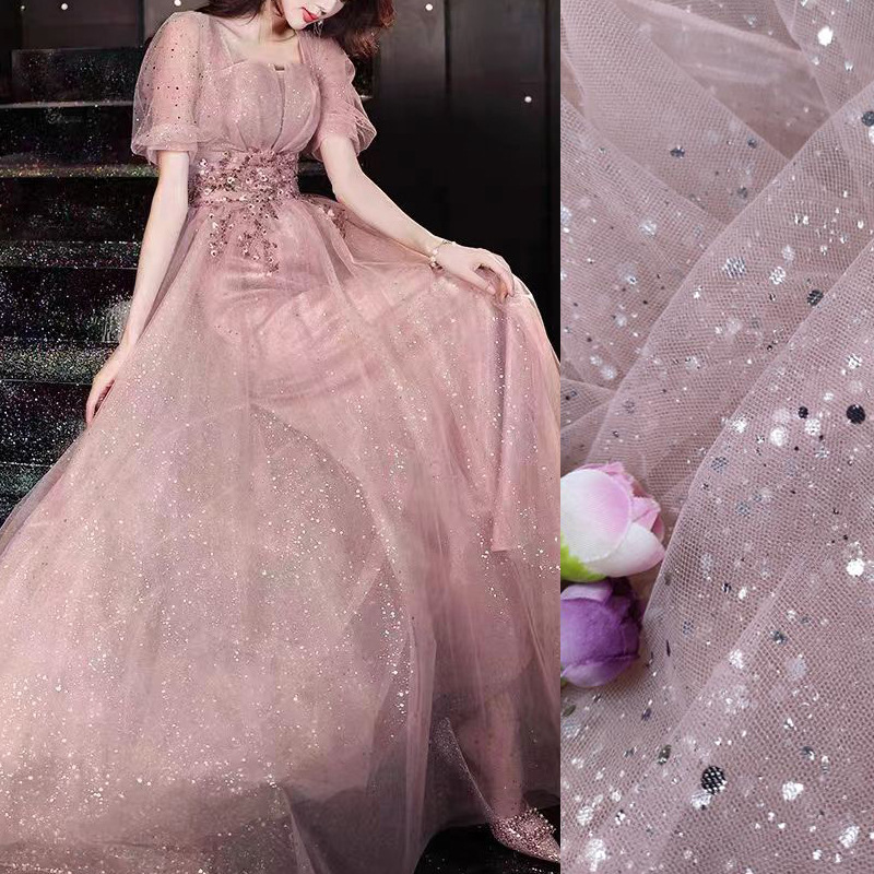 Colorful laser rhinestone sequined mesh fabric embroidered lace fabric DIY graduation design wedding dress cloth
