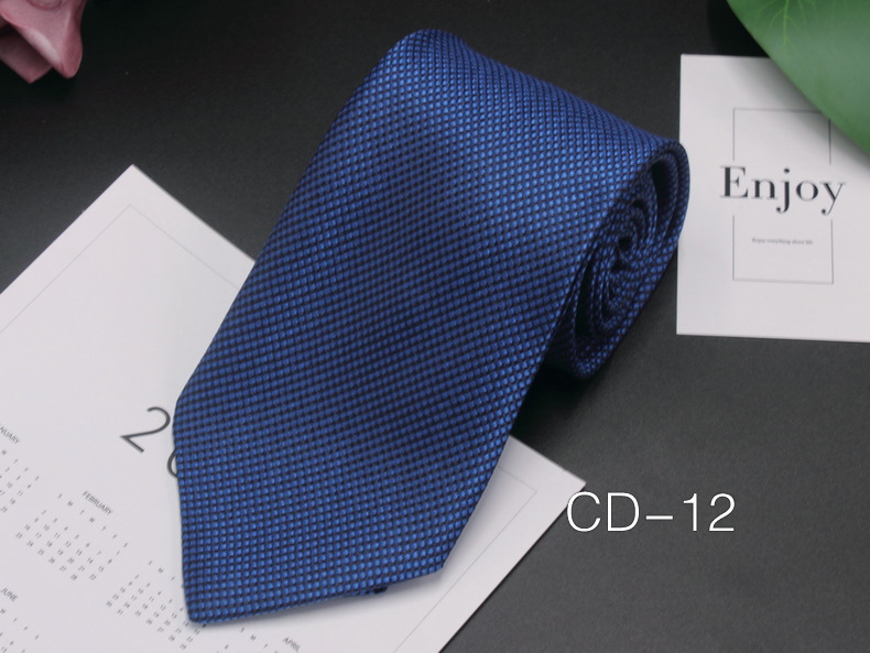 Picture of Manufacturer in stock men's business tie 8cm hand-punched professional formal wear interview striped tie men's Jacquard polyester silk