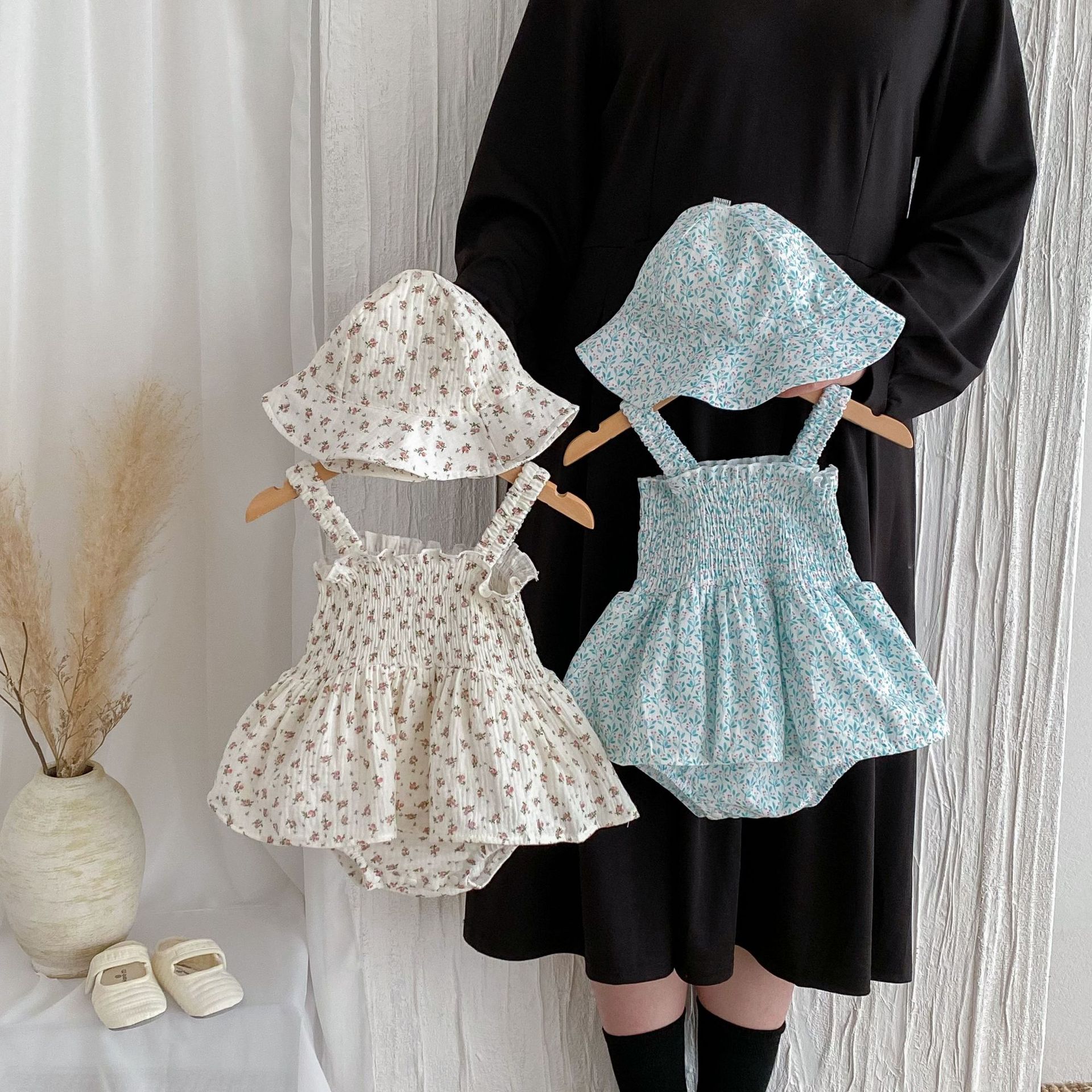 Summer Baby Clothes Floral Hare Dress Baby Girl's Sleeveless Bag Fat Clothes Hundred Days Banquet Climbing Dress Hoodie