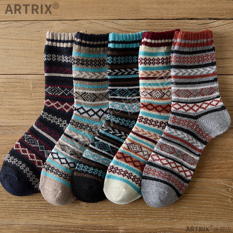 Socks men winter stockings winter long tube retro velvet thickened ins tide THICK THICK THICK THICK line National Wind Totem literature