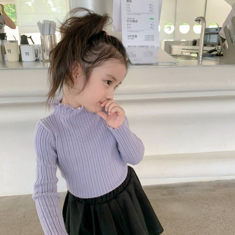 Picture of [in stock] Half-high collar girls' base sweater 2025 autumn and winter new foreign-style wooden ear sweater children