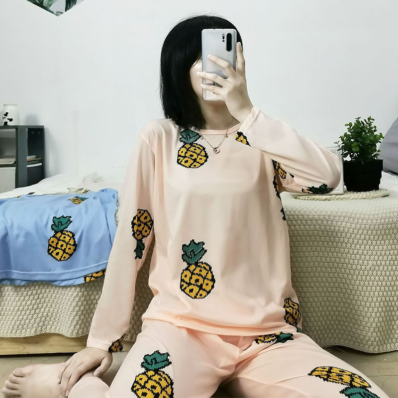 Picture of Factory Clearance Welfare Spring and Autumn Pajamas Women's Casual Comfortable Lady Style Long Sleeve Trousers Two-Piece Home Clothes