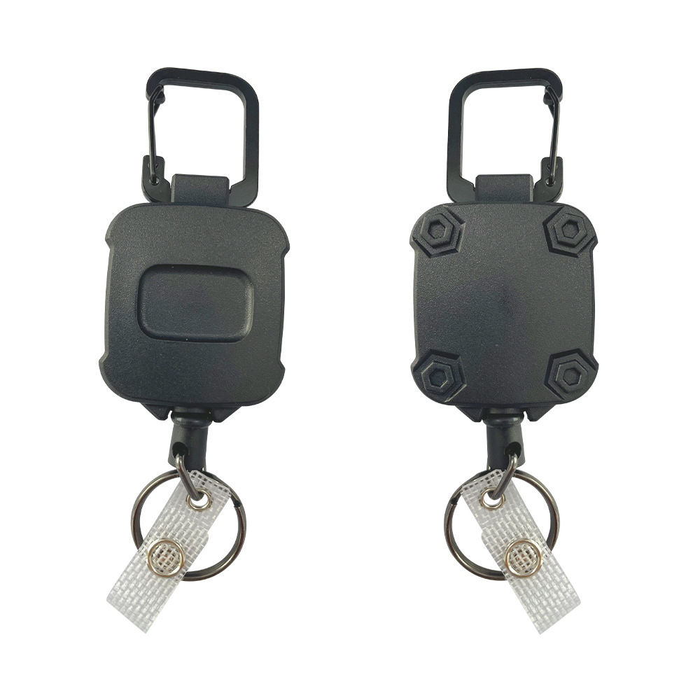New D-shaped carabiner buckle high elastic wire rope telescopic keychain easy pull buckle easy pull telescopic buckle