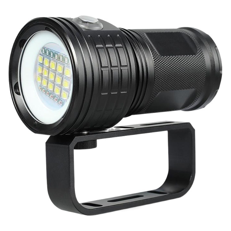 Cross-border new professional photography supplementary light diving flashlight red and blue light strong light high power underwater 80 meters IPX8