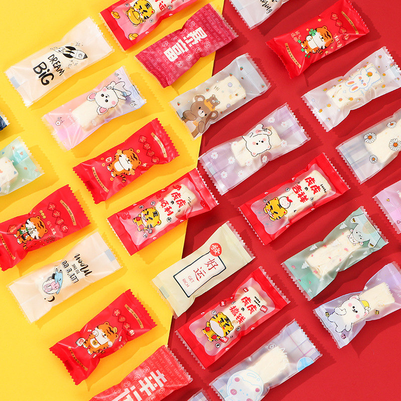 Factory Wholesale Nougat Bag Cartoon New Year Candy Bag Thickened Sanding Machine Bag Sealed Golden Toffee Bag