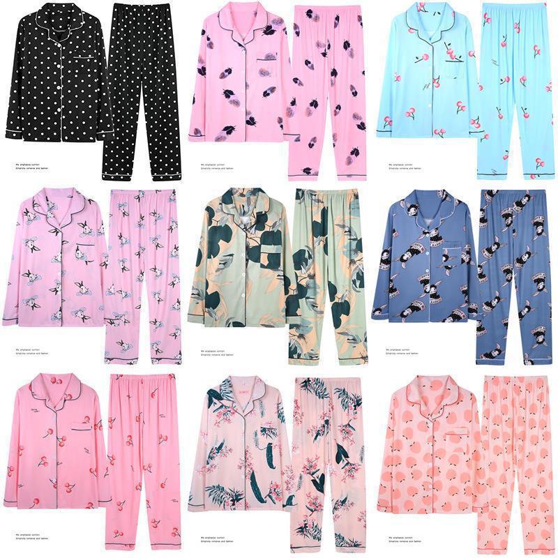Women's Korean-style long-sleeved polka dot pajamas 2022 new cartoon cute plus size home wear autumn live two-piece cross-border set