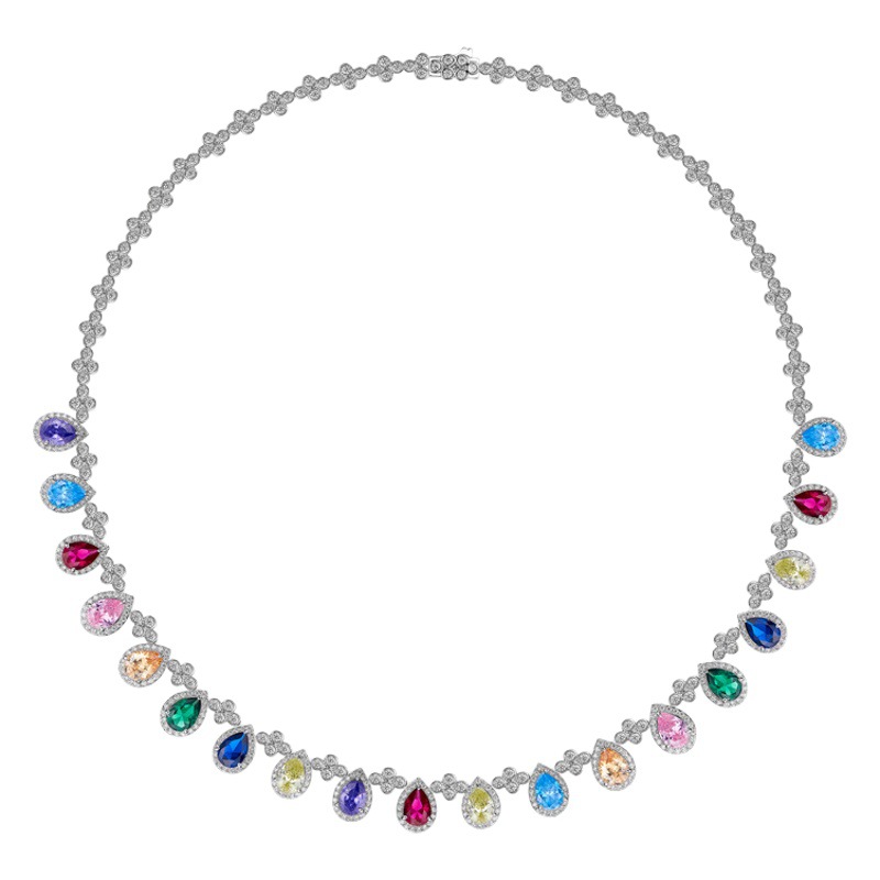 Wish Cross Border New Rainbow Necklace Original Design Gold Plated Luxury High Sense Ladies Evening Dress Banquet Clavicle Chain