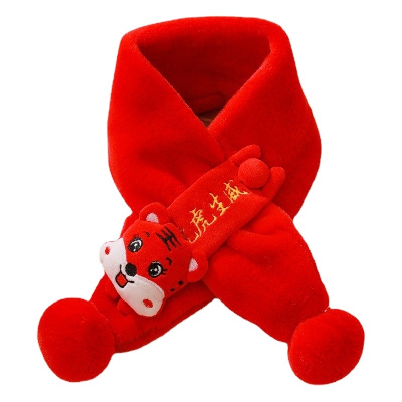 Children's scarf boys students autumn and winter girls plush warm kids cartoon dragon year baby winter toddler scarf