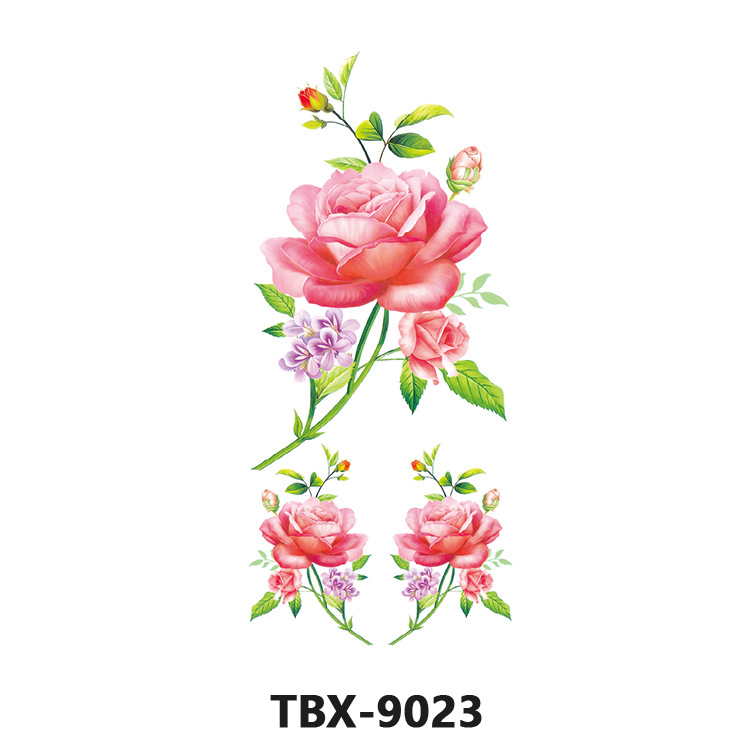 Picture of Waterproof sweat female flower tattoo stickers plant flower party sexy rose peony plum tattoo stickers tattoo