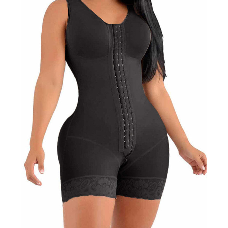 2024 new cross-border conjoined body full body Shapeweard thick mesh crotch zipper Faja