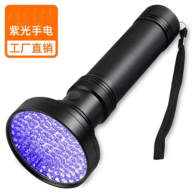 Cross-border 100LED purple flashlight pet urine fluorescent scorpion lamp purple light detection flashlight UV money detector lamp