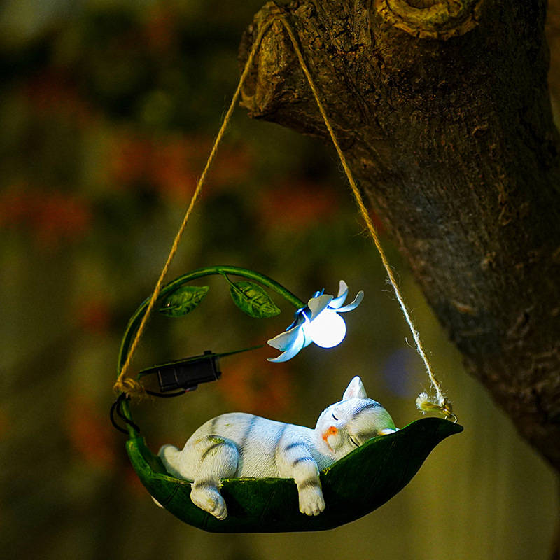 Picture of Cross-Border Decorative Animal Courtyard Solar Light Pastoral Entrance Garden Landscaping Outdoor Balcony Set Cat Pendant