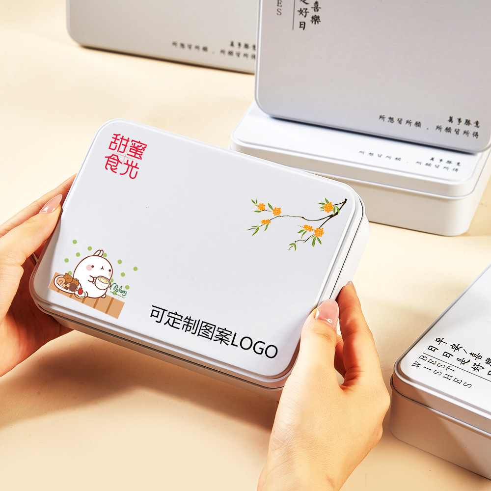 Baking Cookies Iron Box Gift Box White Tinplate Packaging Box Hand Gift Box Nuts Dessert Storage