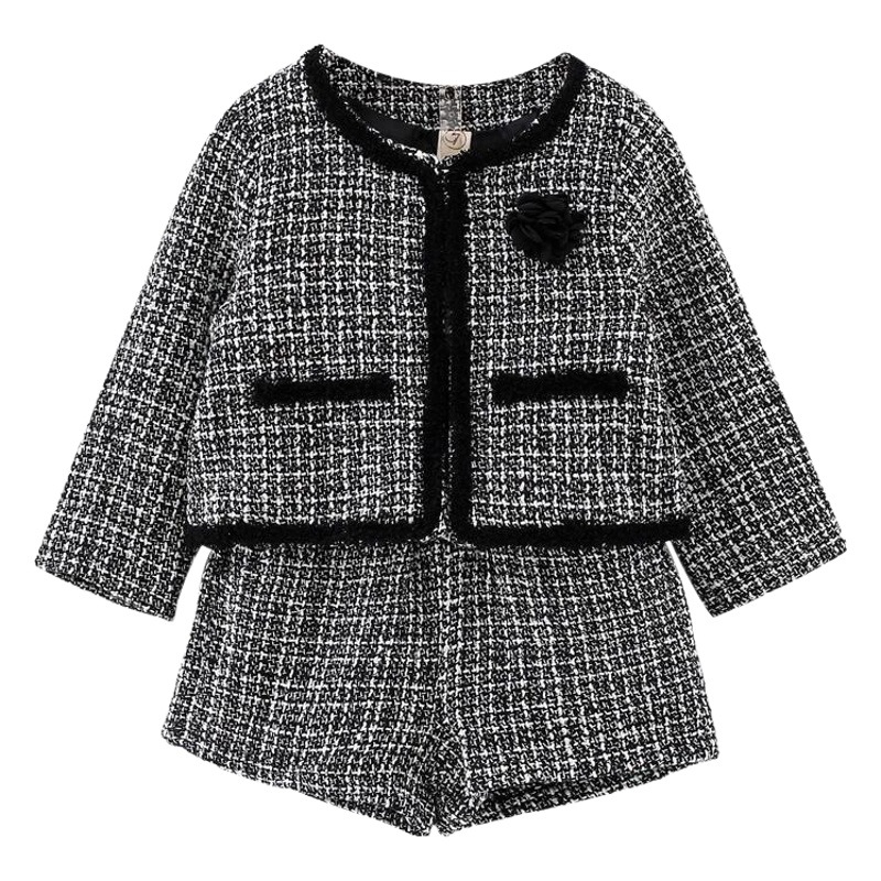 Children's Suit Korean Children's Clothing 2025 Spring and Autumn Girls New Temperament Small Fragrance Jacket Girls Shorts 2-Piece Trendy Set