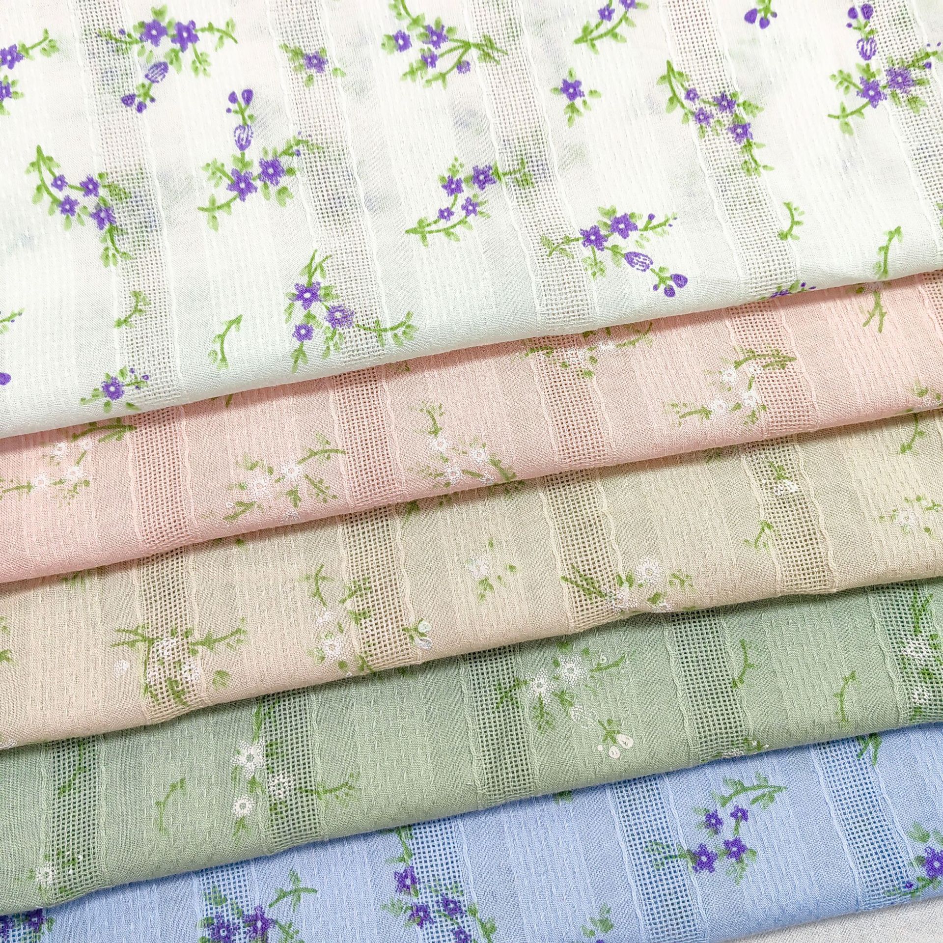 Cotton jacquard cut flower fresh floral flower dot foam printing dress children's clothing fabric limited time discount