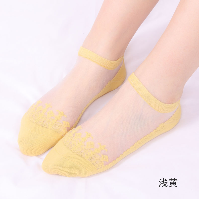 Picture of Jacquard Cool Transparent Crystal Glass Stockings Women's Short Socks Women's Summer Thin Invisible Socks Boat Socks Wholesale