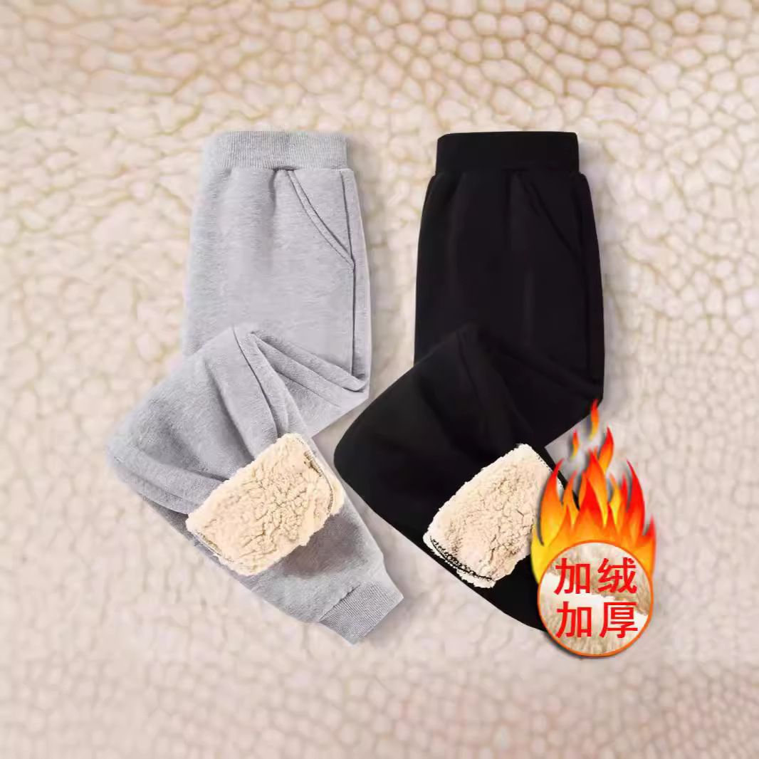 Picture of Boys' Pants 2024 Spring Warm Korean Children's Lamb Velvet Pants Large Children's fleece-lined Thickened Sweatpants