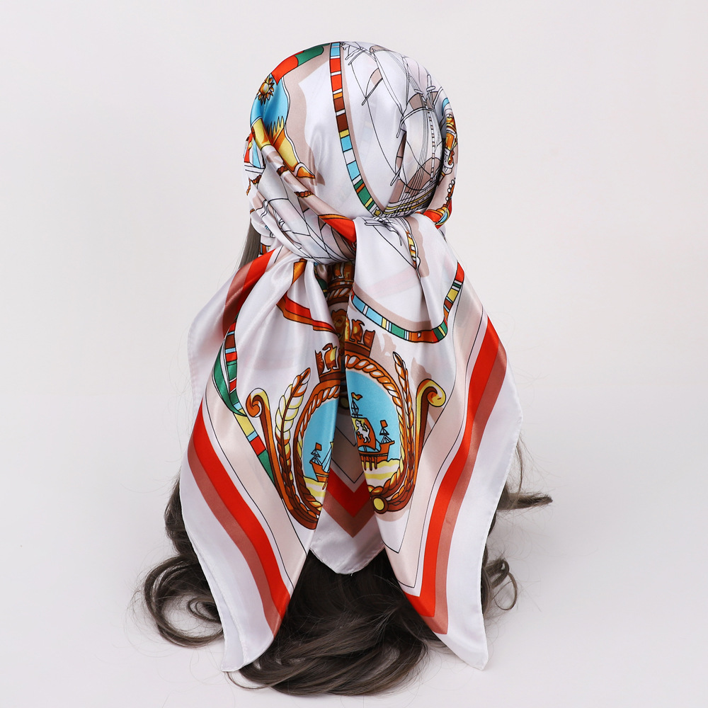 Picture of Simulated Silk Scarf Women's Headscarf 90*90cm Square Scarf Pattern Scarf Shawl European and American Cross-Border Scarf Wholesale