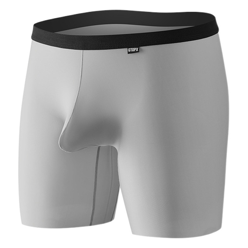 Men's Long Summer Anti-Match Leg Ice Silk Boxer Briefs Export U Convex Large Pouch Sports Cycling Pants Boxer Briefs