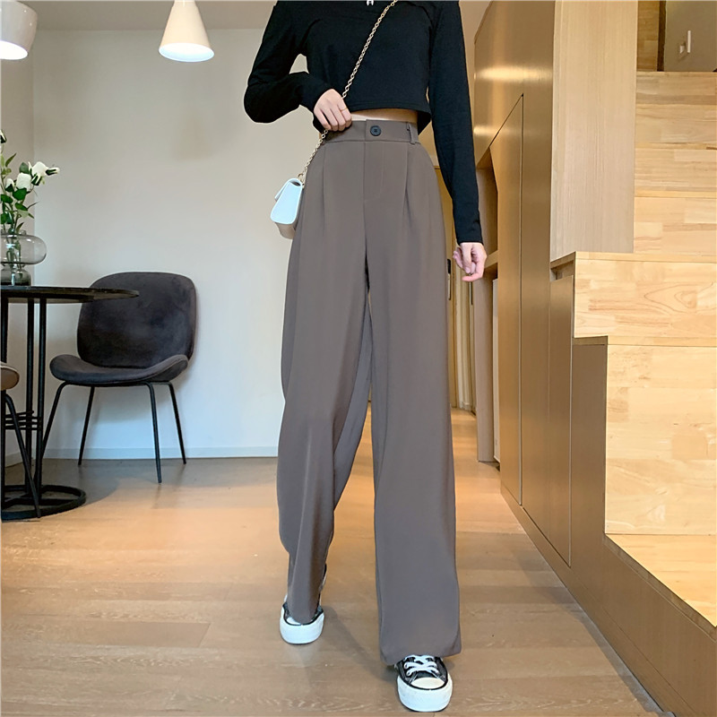 Picture of High Waist Draping Pants Women's Straight Loose 2021 New Black Wide Leg Casual Pants