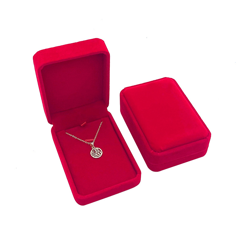 Red Round Flannel Pendant Box Jewelry Box Bracelet Box Plush Gold Box Jewelry Necklace Storage Box
