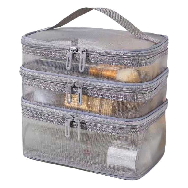 Picture of Large Capacity Toiletry Bag Portable High-value Cosmetic Bag Multi-purpose Travel Double-layer Toiletry Bag Storage Bag Mesh Bag