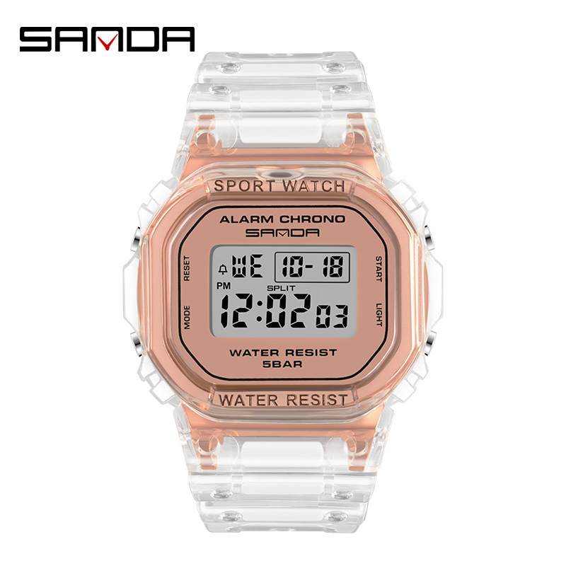 Picture of High-Quality, Popular Live-Streaming Item, Cross-Border Hit, Square Transparent Strap Electronic Watch, Multifunctional, Luminous, Waterproof