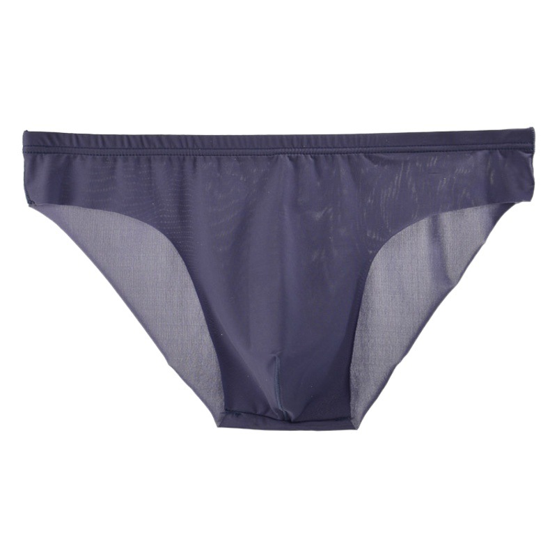 Junyou Men's Ice Silk Traceless Cropped Underwear Ultra-thin One-piece Translucent Sexy Briefs Fashionable Young Men