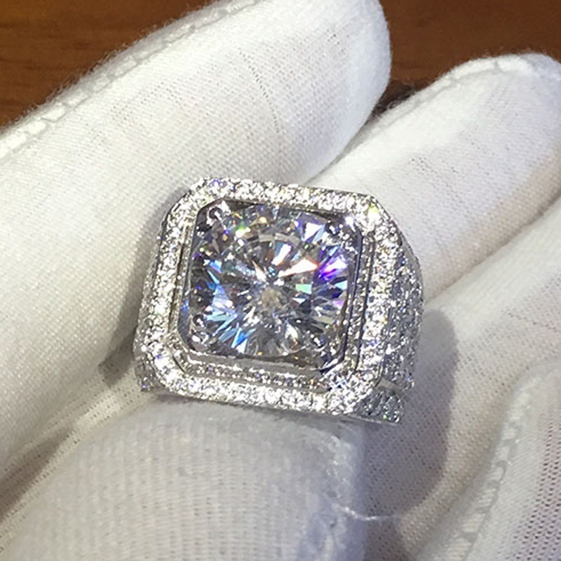 Picture of Wholesale wish hot sale European and American ring white new domineering men's diamond ring micro-inlaid full diamond ring