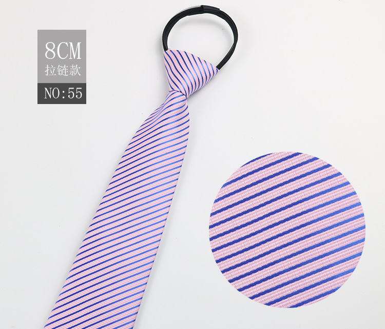Picture of Factory Black Men's Tie Striped Blue Business Tie Lazy People Knot Free Zipper Tie in stock Wholesale