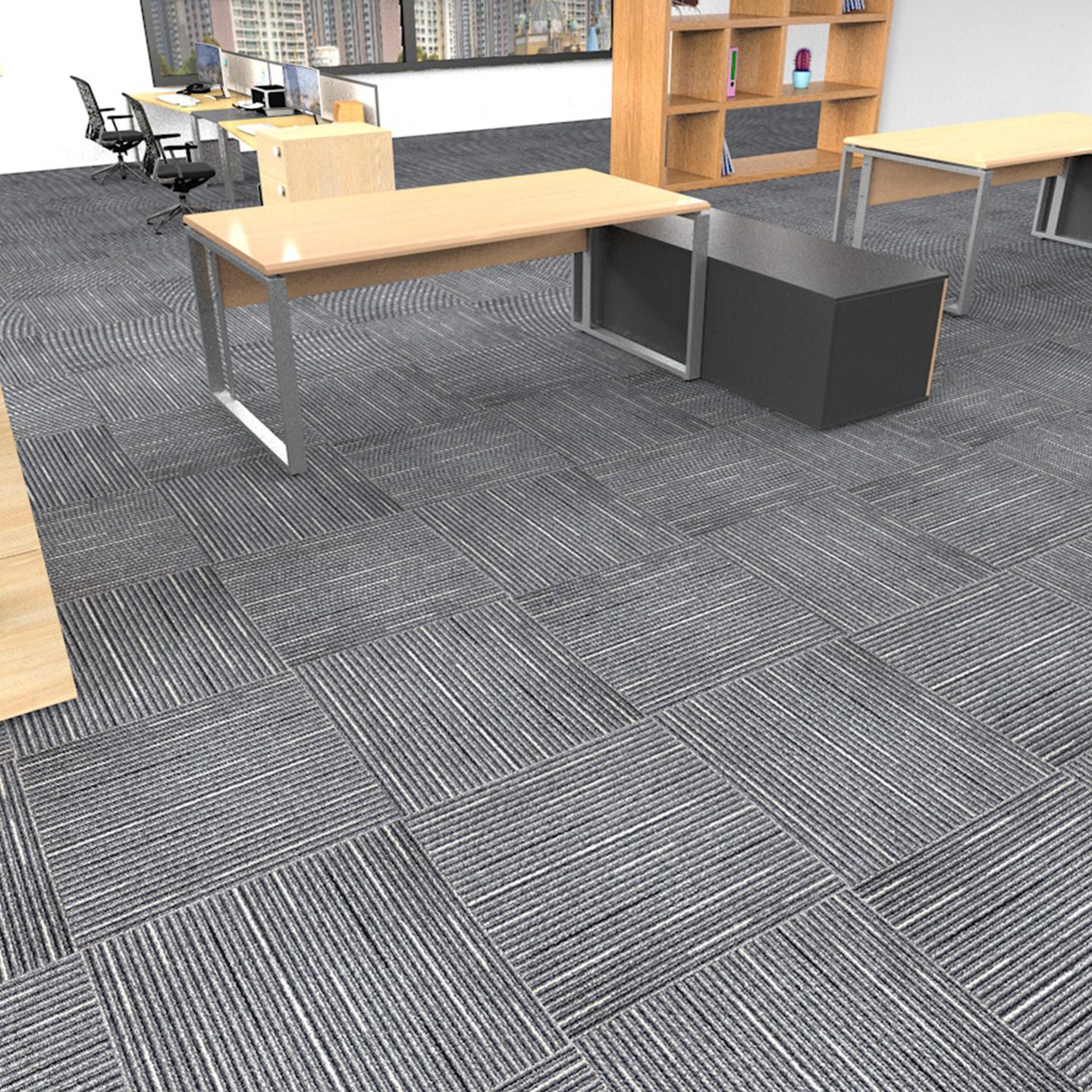 Picture of New Office Modular Carpet, Commercial, Environmentally Friendly, Flame-Retardant, Suitable for Office Buildings, Company Exhibition Halls, Large-Area Full-Cover Square Carpet