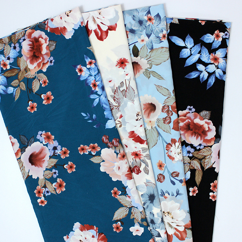 High Quality Chiffon Bead Printed Fabric Polyester Big Flower Woven Fabric Modern Style Dress Hot Selling Shirt Flower