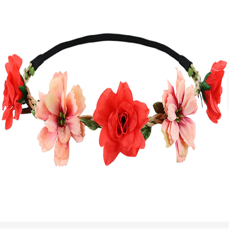 Picture of Forest Bohemian Bride Bridesmaid Headdress Garland Headband Hair Accessories Wrist Flower Travel Seaside Vacation Photo