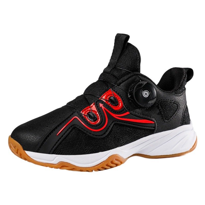 Children's badminton shoes professional rotary buckle breathable non-slip wear-resistant training shoes boys and girls lace-Free sneaker