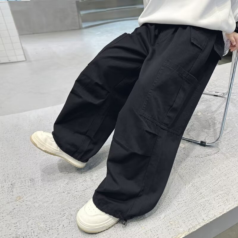 Picture of Elastics Trousers Elastics Waist Girls' Cockwork Pants Spring Loose Casual Street Style Pants 9-year-old Spring and Summer Crotch-free Men