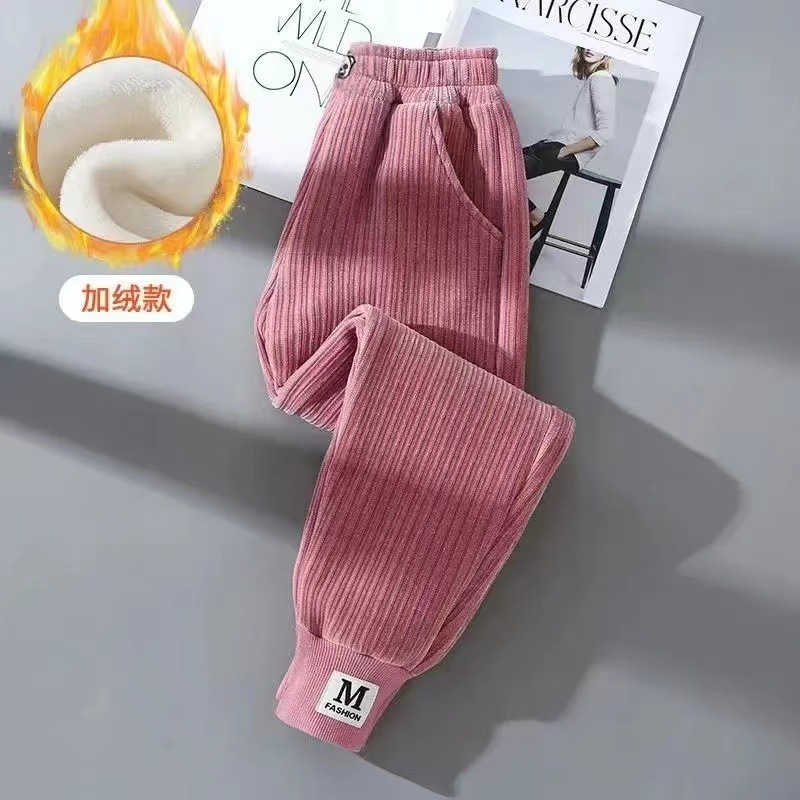 Picture of 2024 New Girls' Fleece-Lapped Pants Children's Pants Autumn and Winter Big Children's Western Style Pants Sports Casual Trendy Trousers